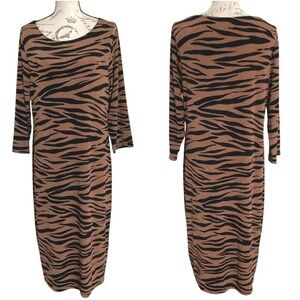 Elegant Zebra Print Long Sleeve Dress